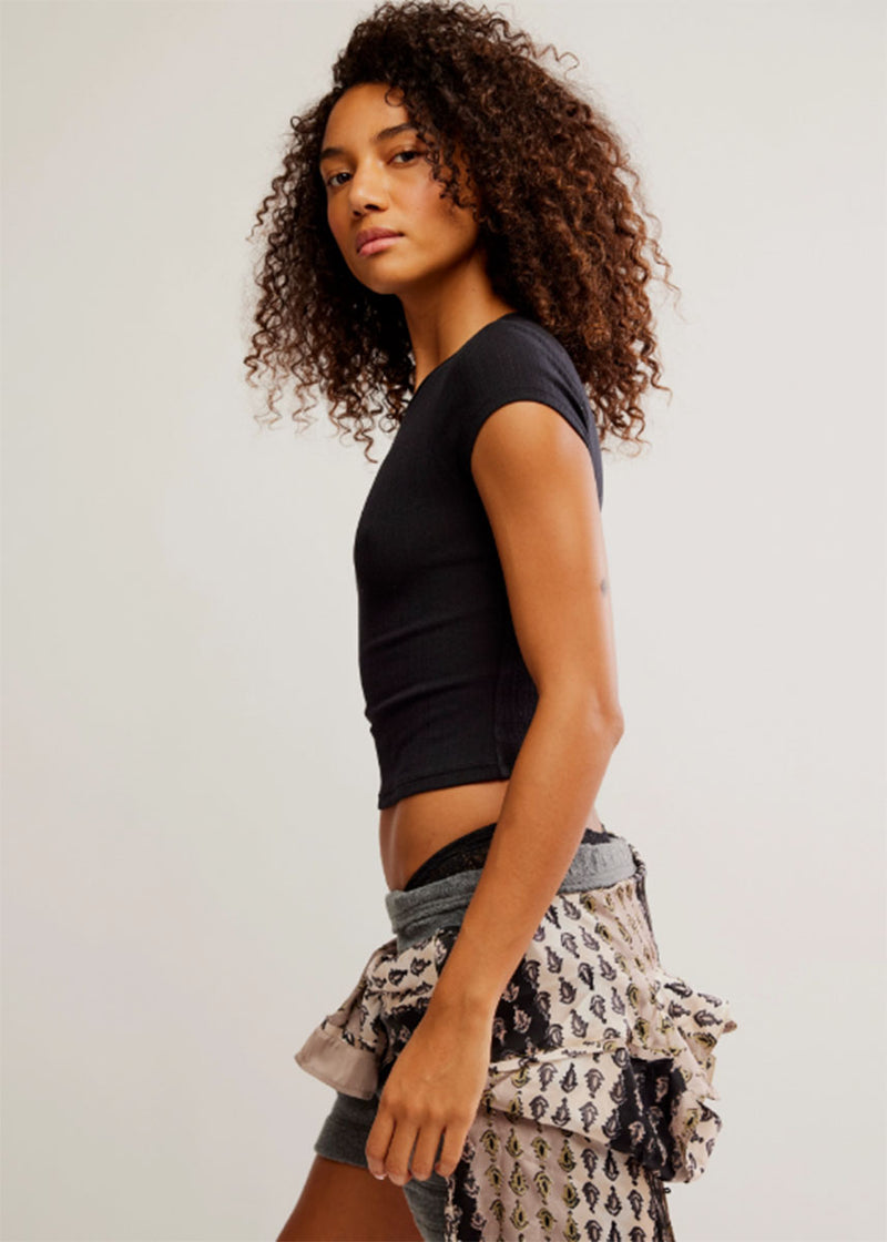 Wait A Minute Baby Tee - Anthracite