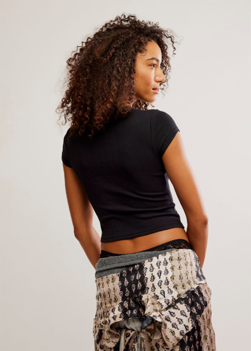 Wait A Minute Baby Tee - Anthracite