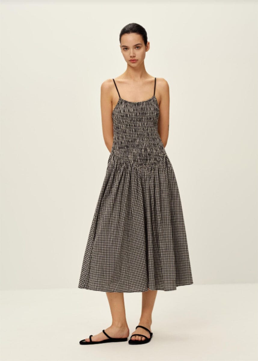 Breena Midi Dress - Black Gingham