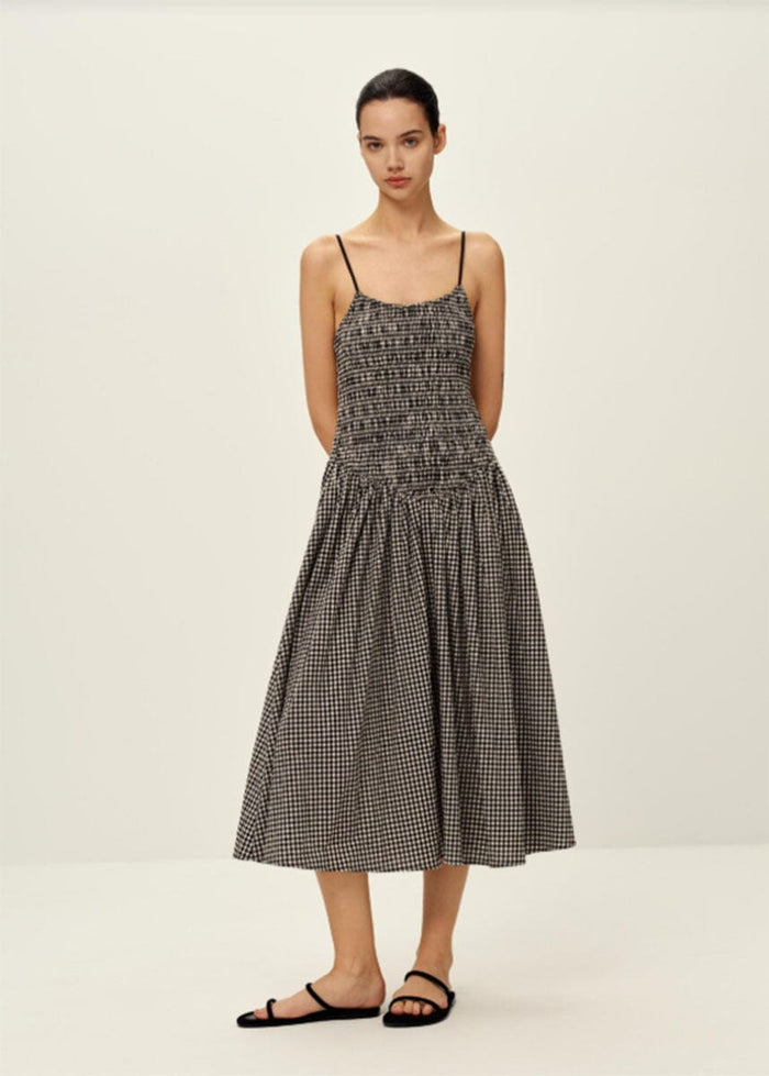 Breena Midi Dress - Black Gingham