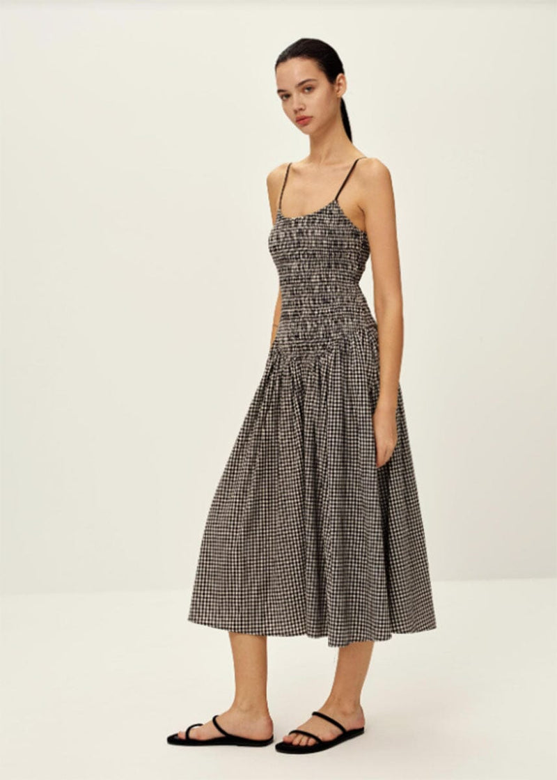 Breena Midi Dress - Black Gingham