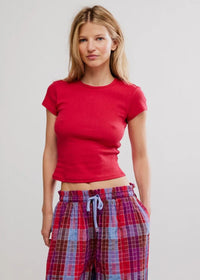 Wait A Minute Baby Tee - Lipstick Red