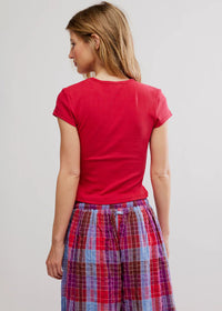 Wait A Minute Baby Tee - Lipstick Red