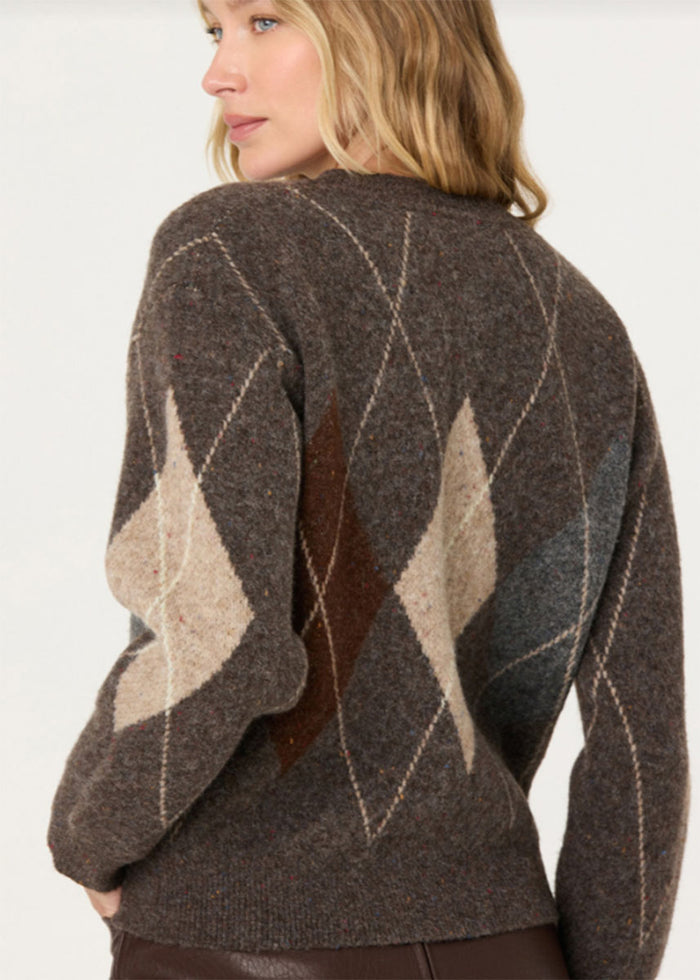 Terri Sweater - Grey Brown Argyle