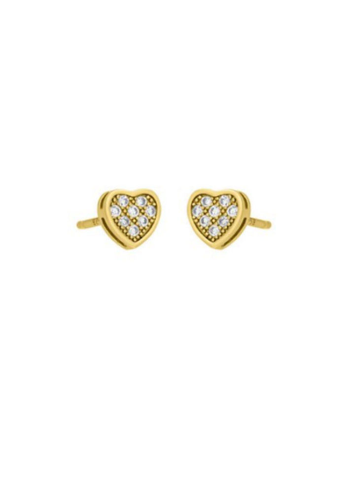Littles Petite Pave Heart Studs - Gold
