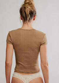 Wait A Minute Baby Tee - Antique Bronze