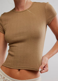 Wait A Minute Baby Tee - Antique Bronze