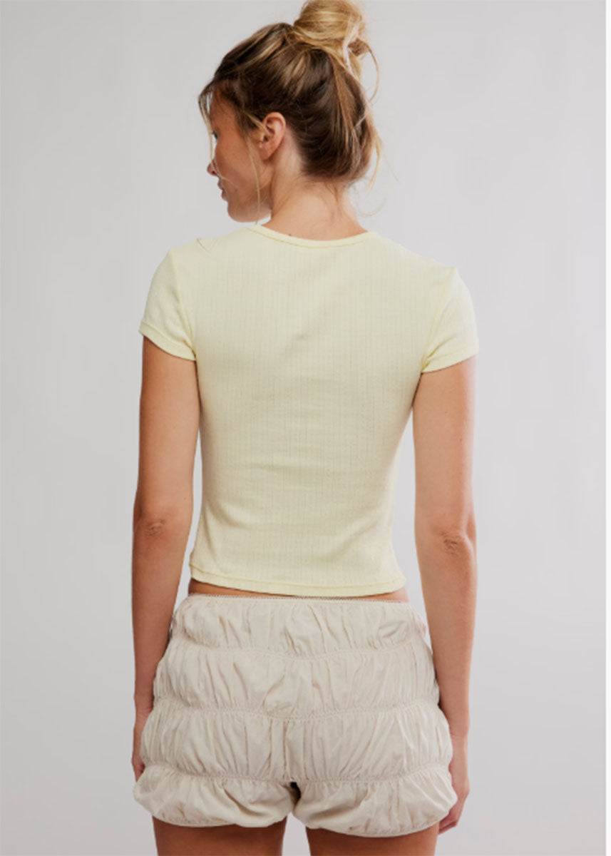 Wait A Minute Baby Tee - Banana Cream