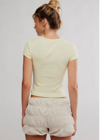 Wait A Minute Baby Tee - Banana Cream