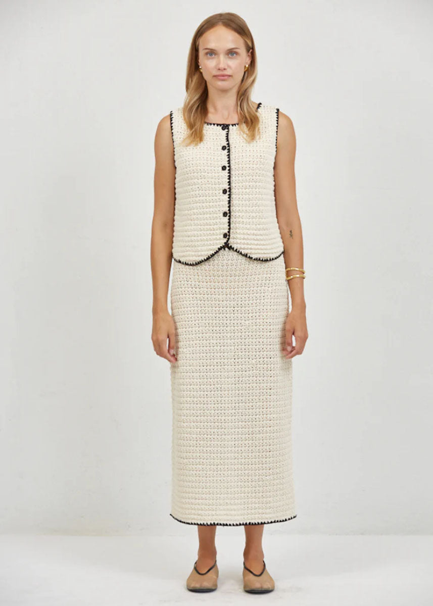 Daphne Crochet Top - Natural Black