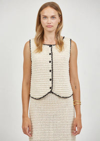 Daphne Crochet Top - Natural Black