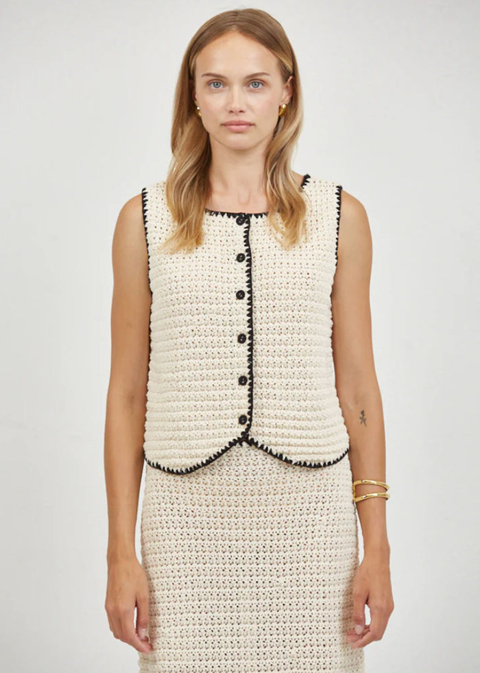 Daphne Crochet Top - Natural Black