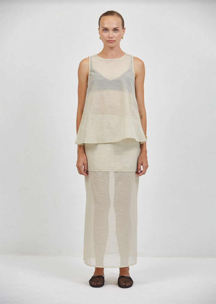 Camille Sheer Skirt - Taupe