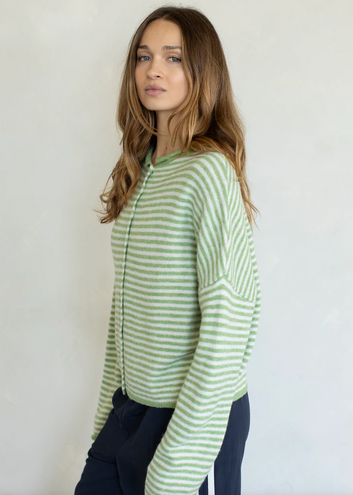 Piper Mini Striped Cardigan - Matcha