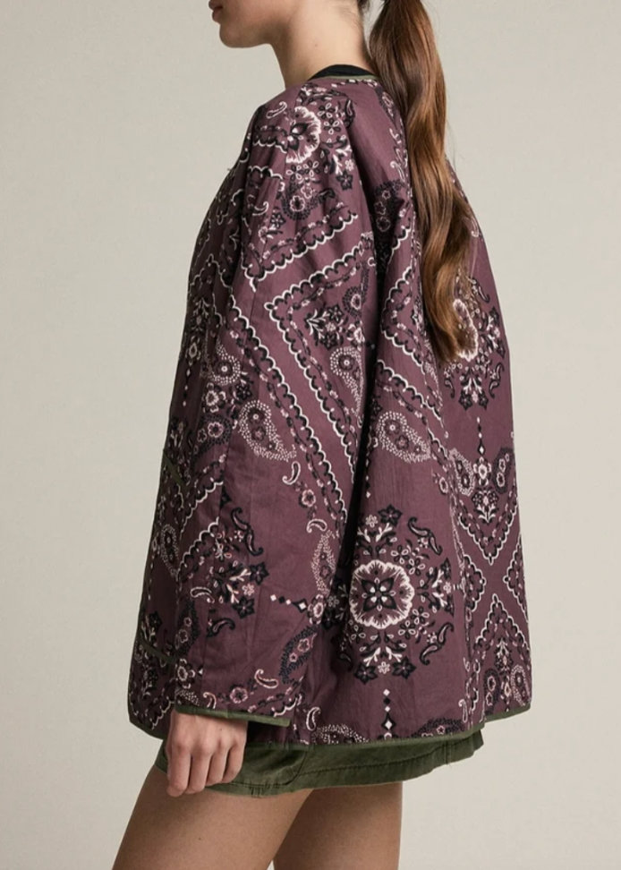 Mica Reversible Quilted Bandana Jacket - Brown