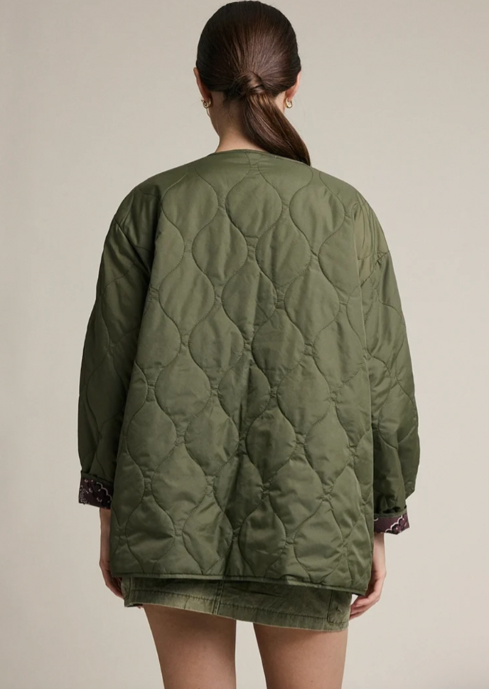 Mica Reversible Quilted Bandana Jacket - Brown
