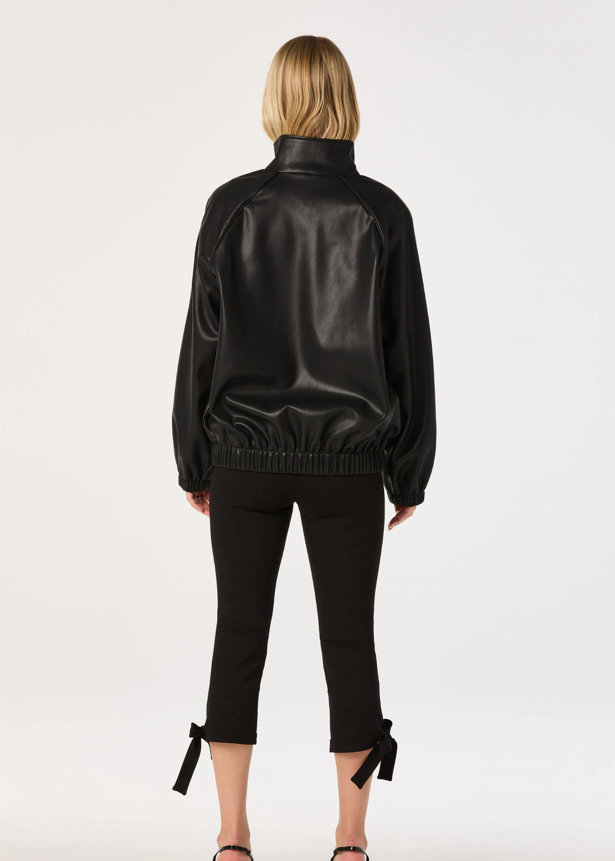 Shayna Oversized Faux Leather Jacket - Black