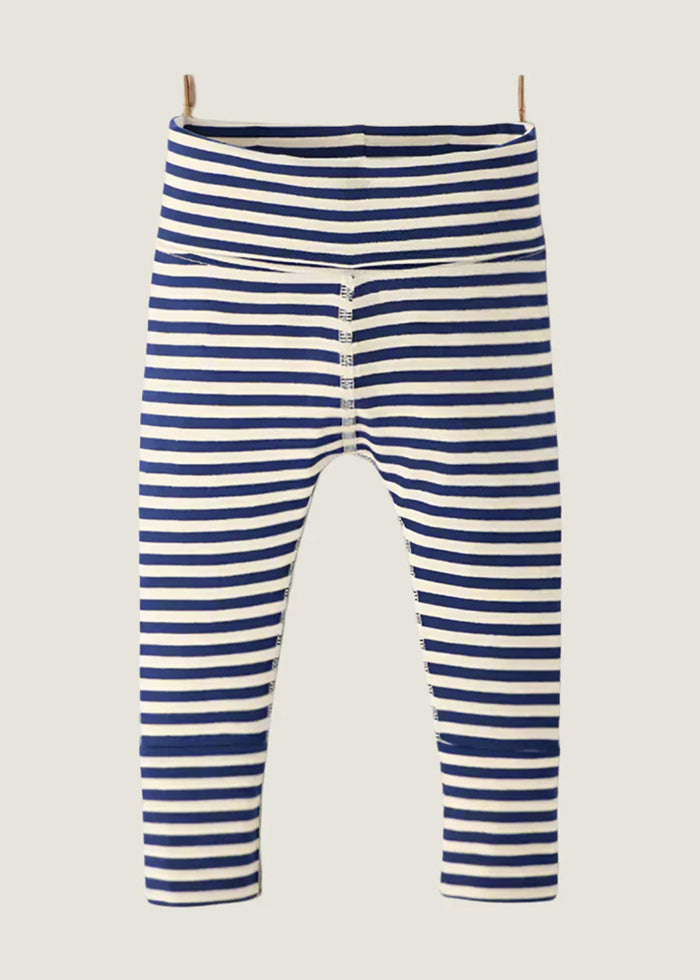 Baby Layette Wiggle Pants In HannaSoft™ - Navy Ecru