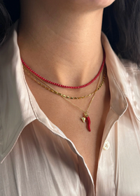 Sidekick Beaded Necklace - Coral