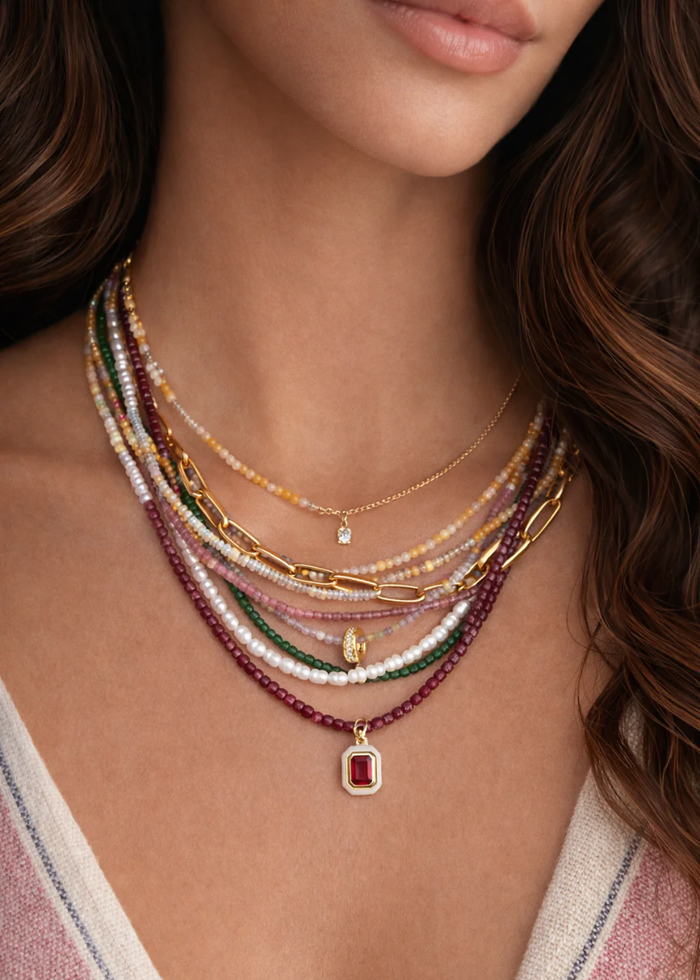 Sidekick Beaded Necklace - Pink Tourmaline