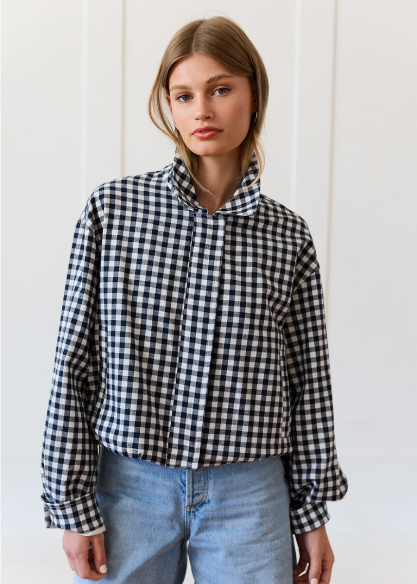 Sidney Gingham Zip Jacket - Navy Gingham