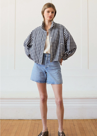 Sidney Gingham Zip Jacket - Navy Gingham