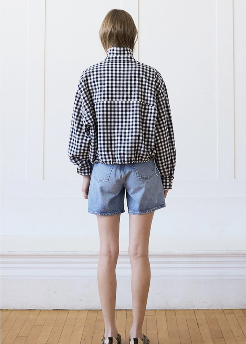 Sidney Gingham Zip Jacket - Navy Gingham