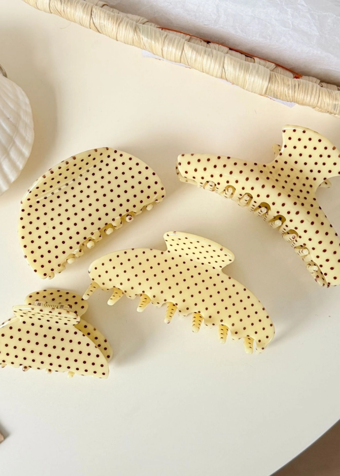 Small Yellow Polka Dot Hair Claw