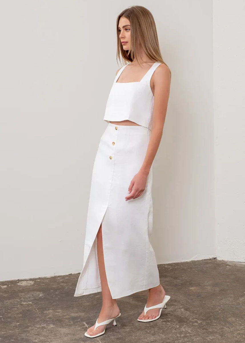 Catesby Crop Tank Top - White