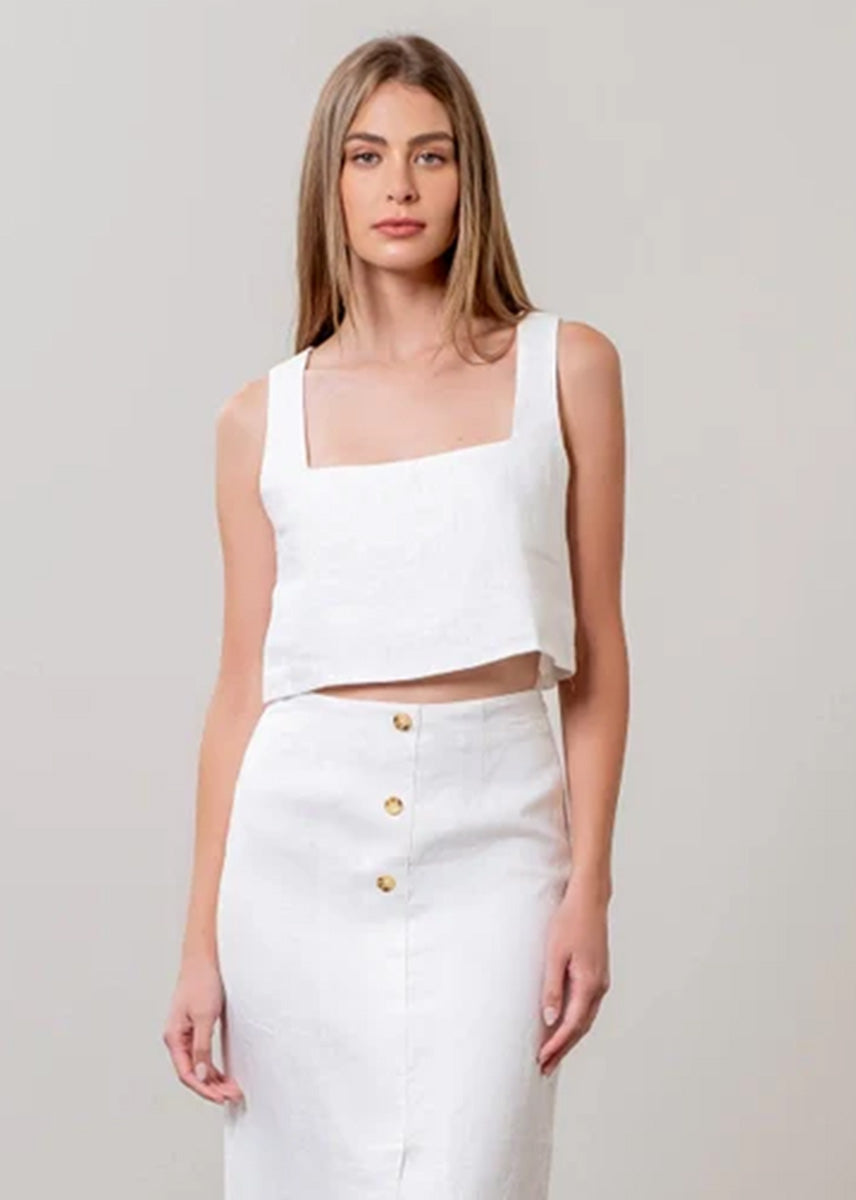 Catesby Crop Tank Top - White