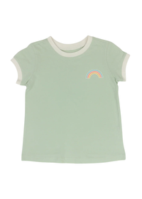 Stay Positive Boxy Ringer Tee - Honeydew