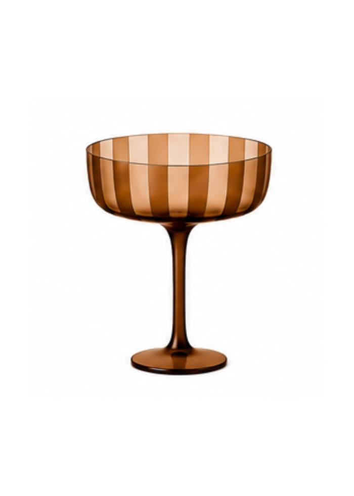 Striped Coupe Glass - Chocolate