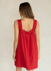 Philipa Cotton Tunic Mini Dress - Red