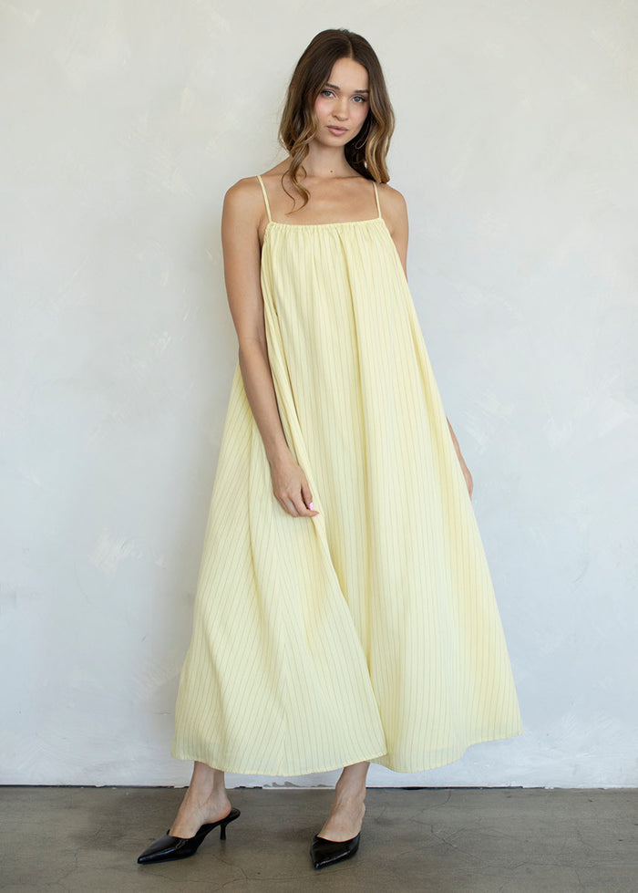 Diana Chalk Stripe Midi Dress - Butter