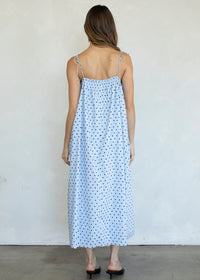 Farrah Polka Dot Midi Dress - Light Blue