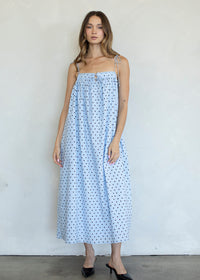 Farrah Polka Dot Midi Dress - Light Blue