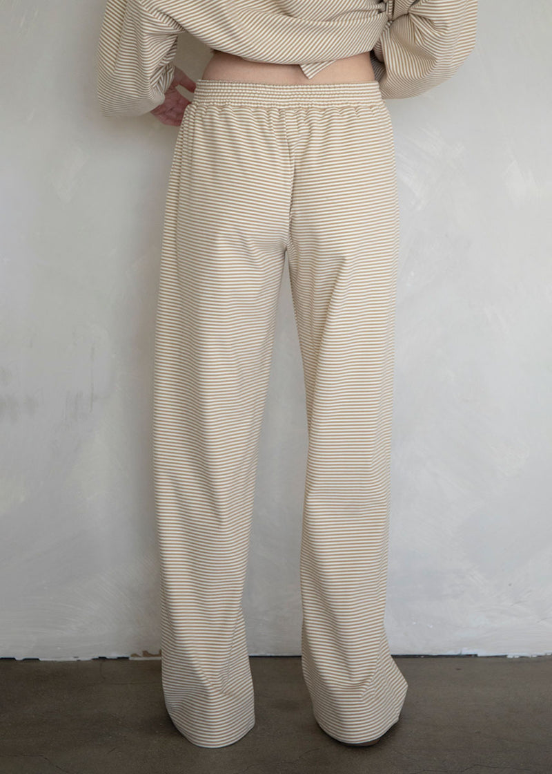 Joey Striped Fleece Lounge Pant - Beige