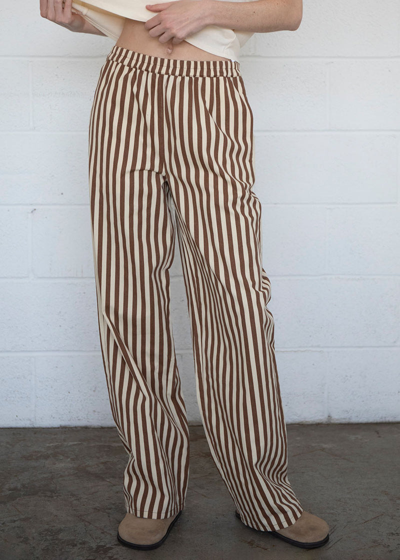 Amelie Striped Pants - Brown
