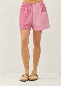 Stella Mixed Gingham Shorts - Red