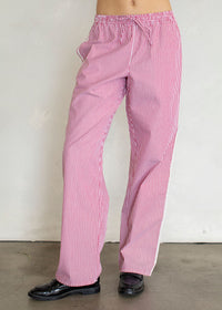 Striped Lace Track Pants - Red