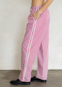 Striped Lace Track Pants - Red