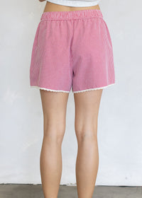 Crochet Hem Boxer - Red
