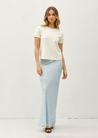 Delia Stripe Maxi Skirt - Light Blue