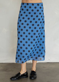Sheer Dot Midi Skirt - Blue