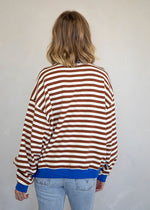 Beck Stripe Color Contrast Sweatshirt - Chocolate