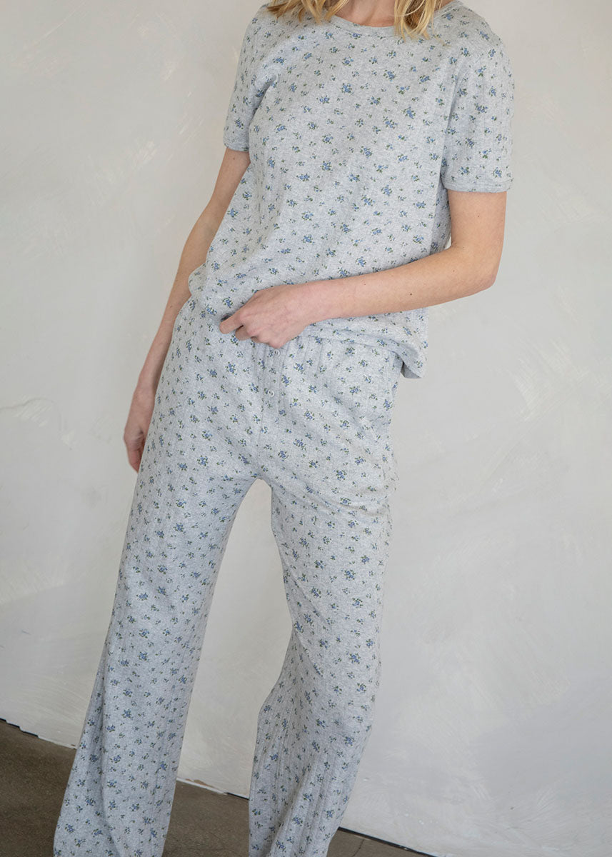 Ditsy Floral Pointelle Pants - Heather Grey – Alice & Wonder