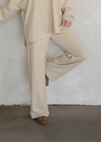 Joey Striped Fleece Lounge Pant - Beige