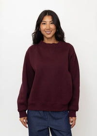 Nelly Fleece Wide Neck Sweatshirt - Maroon