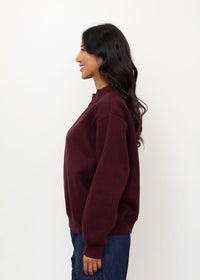 Nelly Fleece Wide Neck Sweatshirt - Maroon