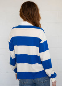 Blaine Bold Stripe Polo Shirt - Royal